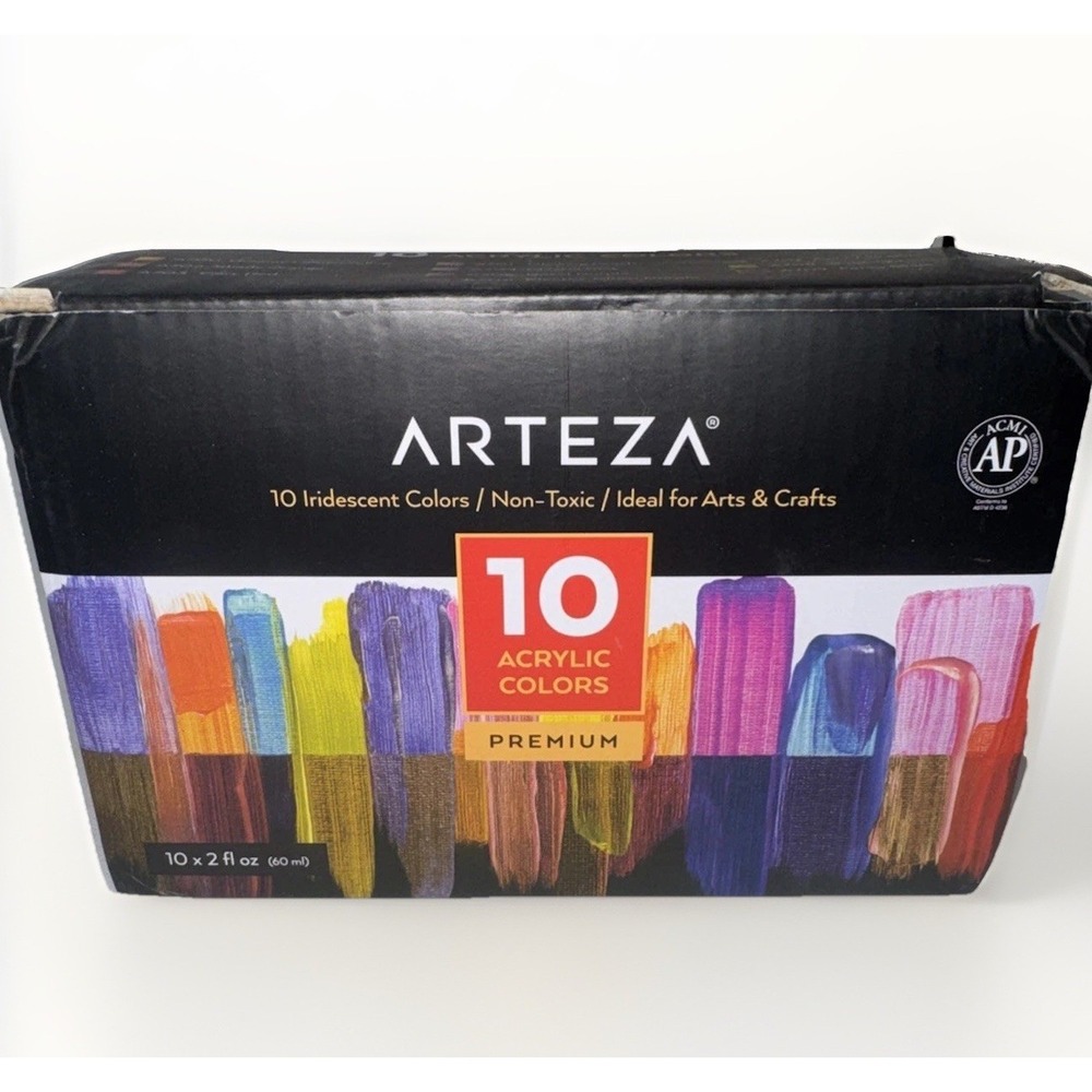 Arteza 10-Color Iridescent Acrylic Paint Set - Assorted Colors